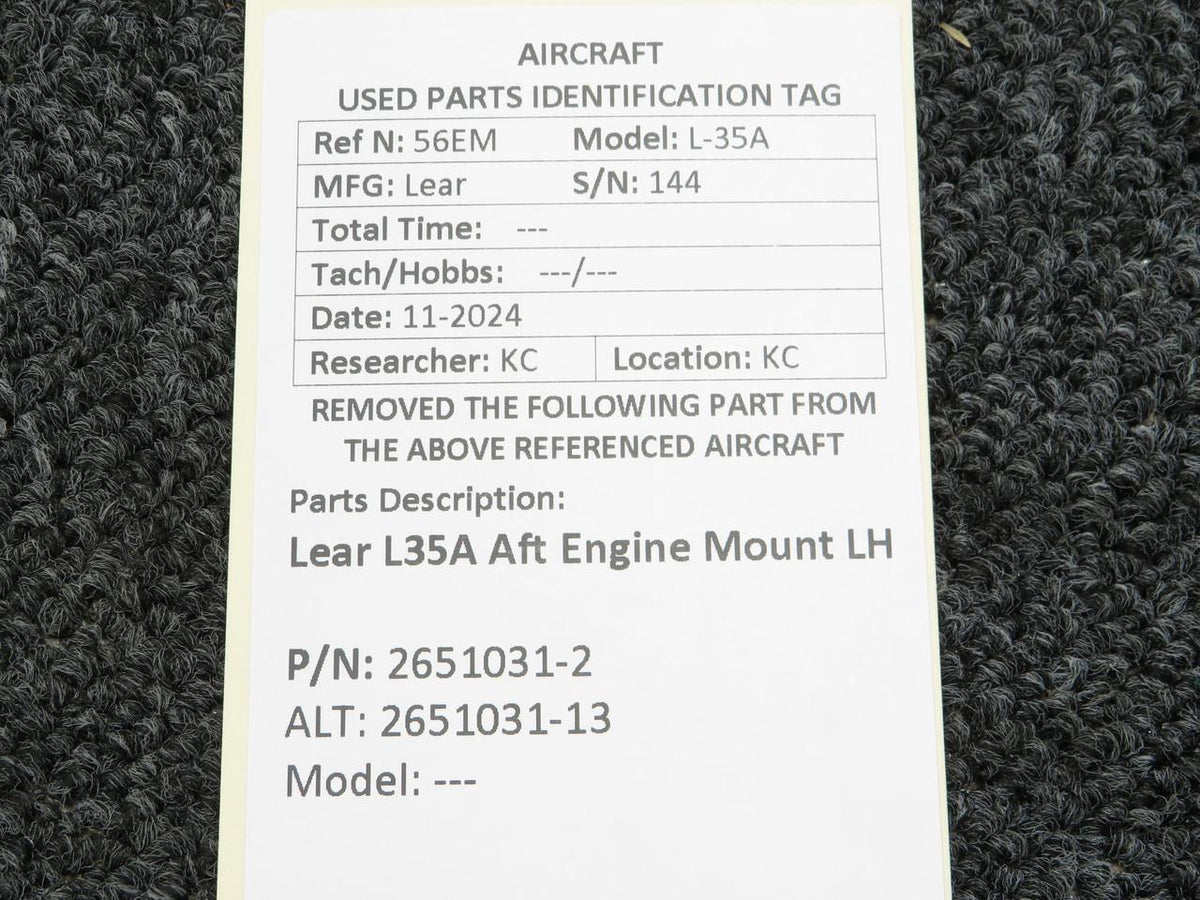 LearJet 2651031-2 (Alt: 2651031-13) Lear L35A Aft Engine Mount LH