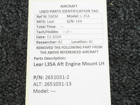 LearJet 2651031-2 (Alt: 2651031-13) Lear L35A Aft Engine Mount LH