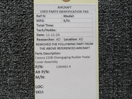 Cessna Aircraft Co 1260461-4 Cessna 210B Disengaging Rudder Pedal Cover Assembly
