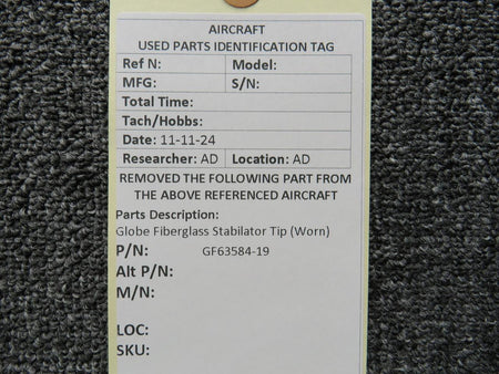 Globe Fiberglass GF63584-19 Globe Fiberglass Stabilator Tip (Worn)