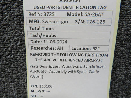 Woodward 213100 Woodward Synchronizer Auctuator Assembly with Synch Cable (Worn)