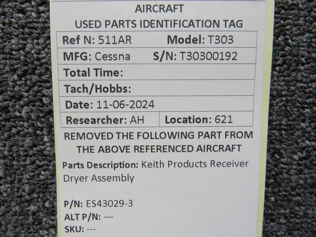 Keith Products ES43029-3 Keith Products Receiver Dryer Assembly