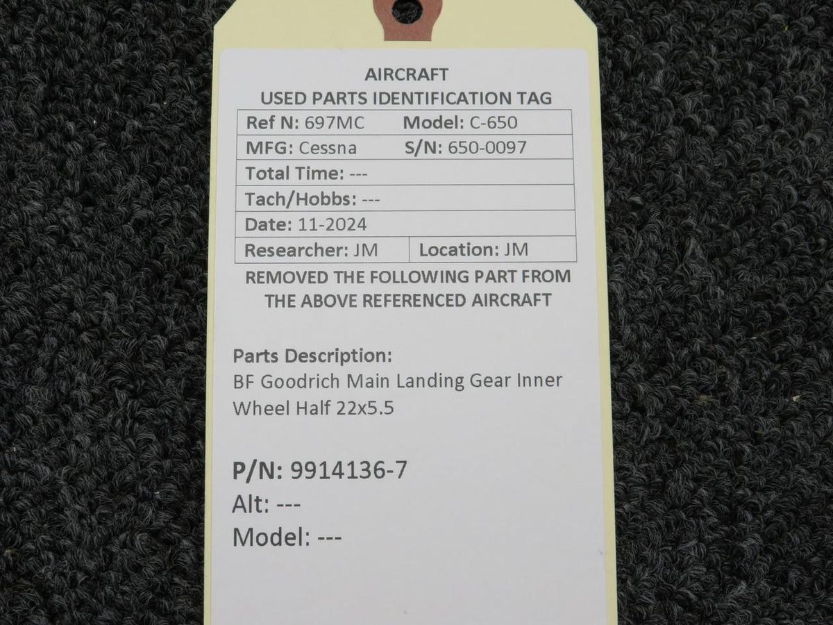 BF Goodrich  9914136-7 BF Goodrich Main Landing Gear Inner Wheel Half 22x5.5