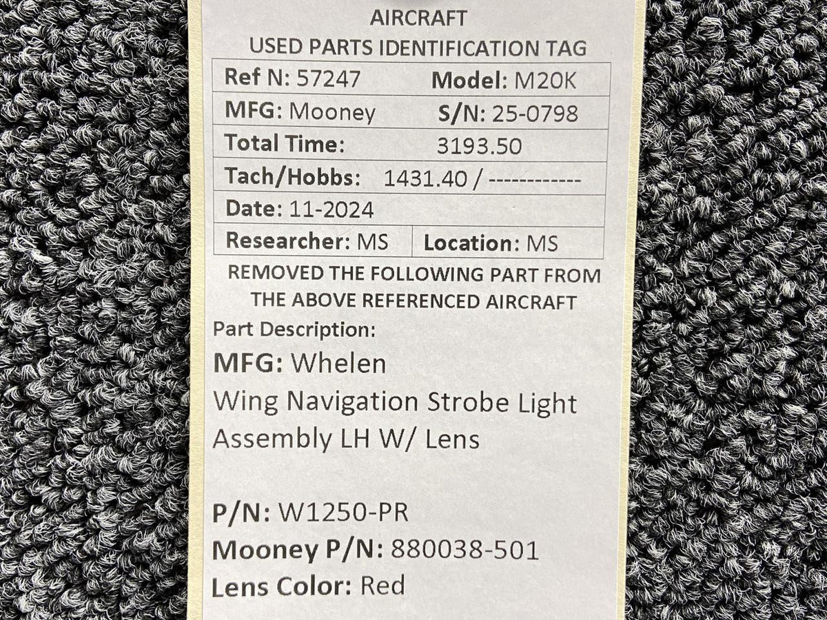 Whelen W1250-PR (Alt: 880038-501) Whelen Navigation Strobe Light LH with Lens