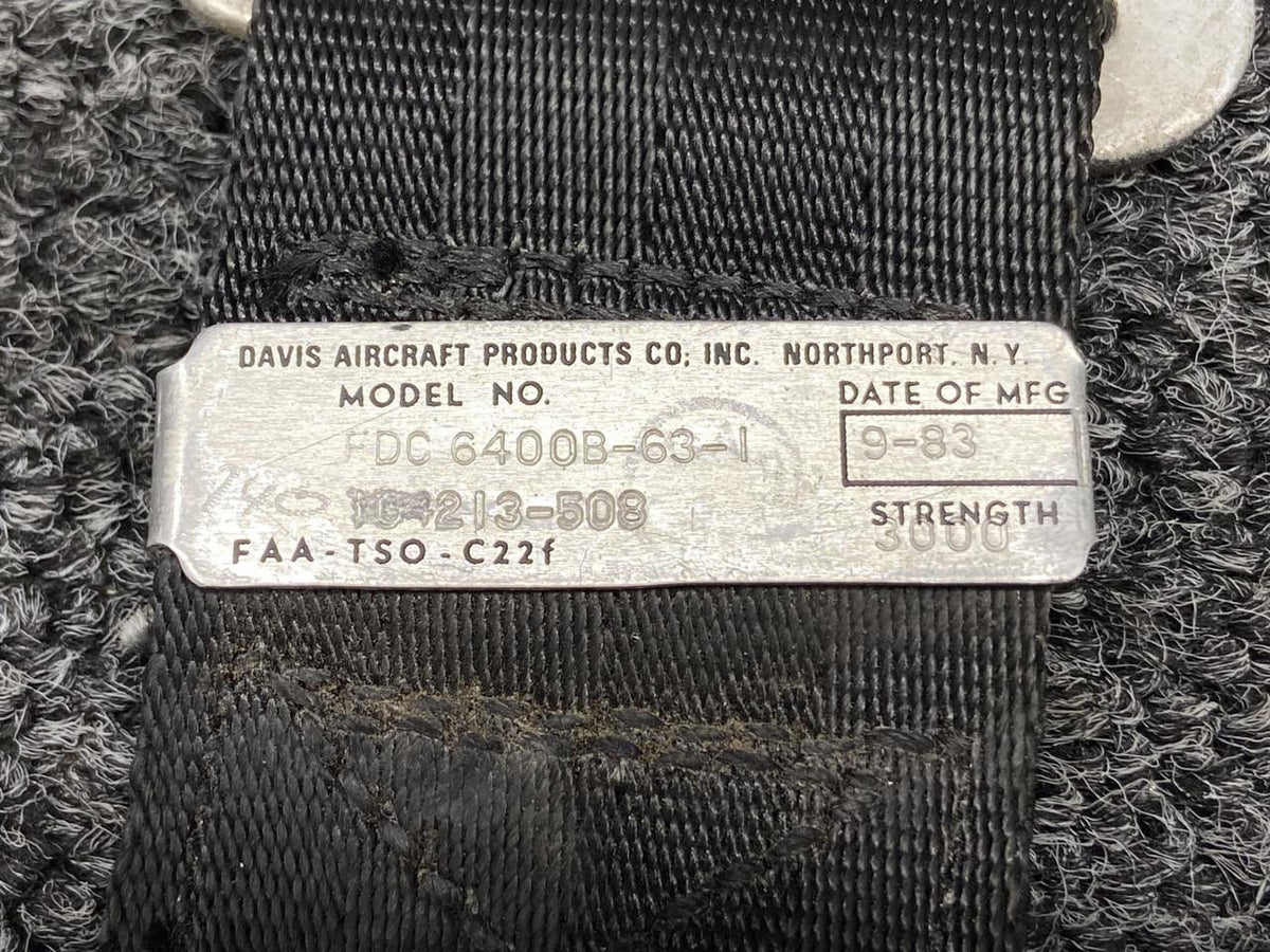 Davis-Aircraft Products FDC6400B-63-1, FDC6400B-63-508-1 Davis Aft Seat Belt LH with Shoulder Strap