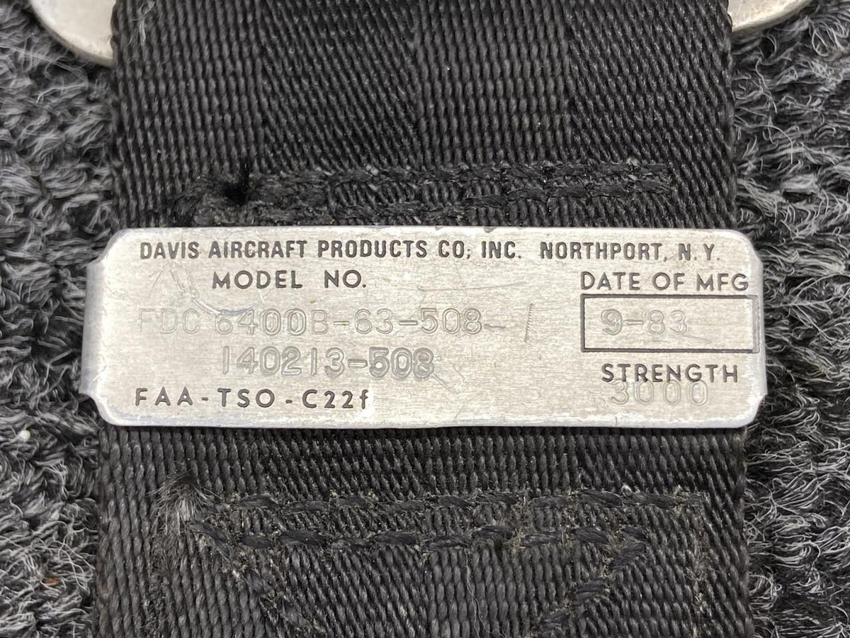 Davis-Aircraft Products FDC6400B-63-1, FDC6400B-63-508-1 Davis Aft Seat Belt LH with Shoulder Strap