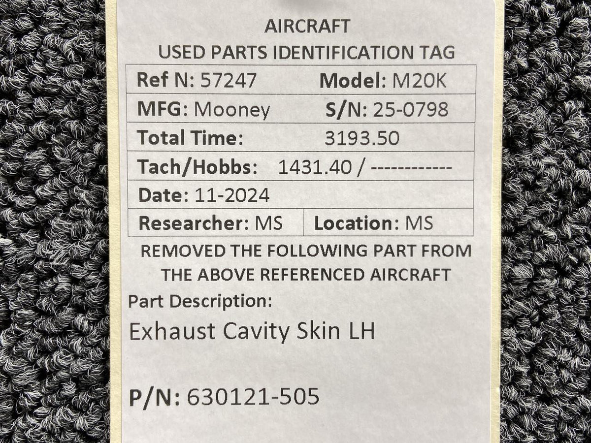 Mooney Aircraft Parts & Accessories 630121-505 Mooney M20K Exhaust Cavity Skin LH