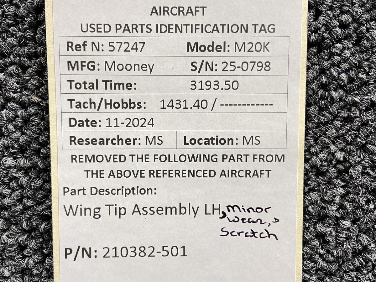 Mooney Aircraft Parts & Accessories 210382-501 Mooney M20K Wing Tip Assembly LH (White, Minor Wear)