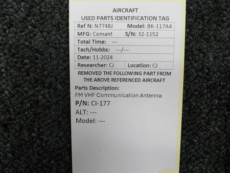 Piper Aircraft CI 177 Piper PA-32-260 FM VHF Communications Antenna