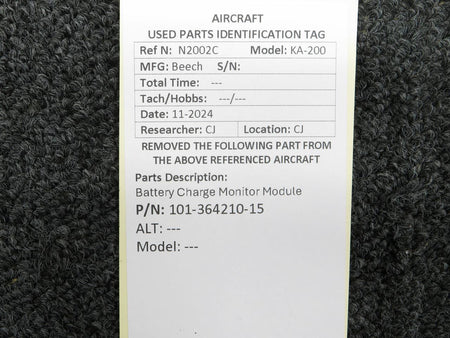 Beechcraft Parts 101-364210-15 Beech Battery Charge Monitor Module
