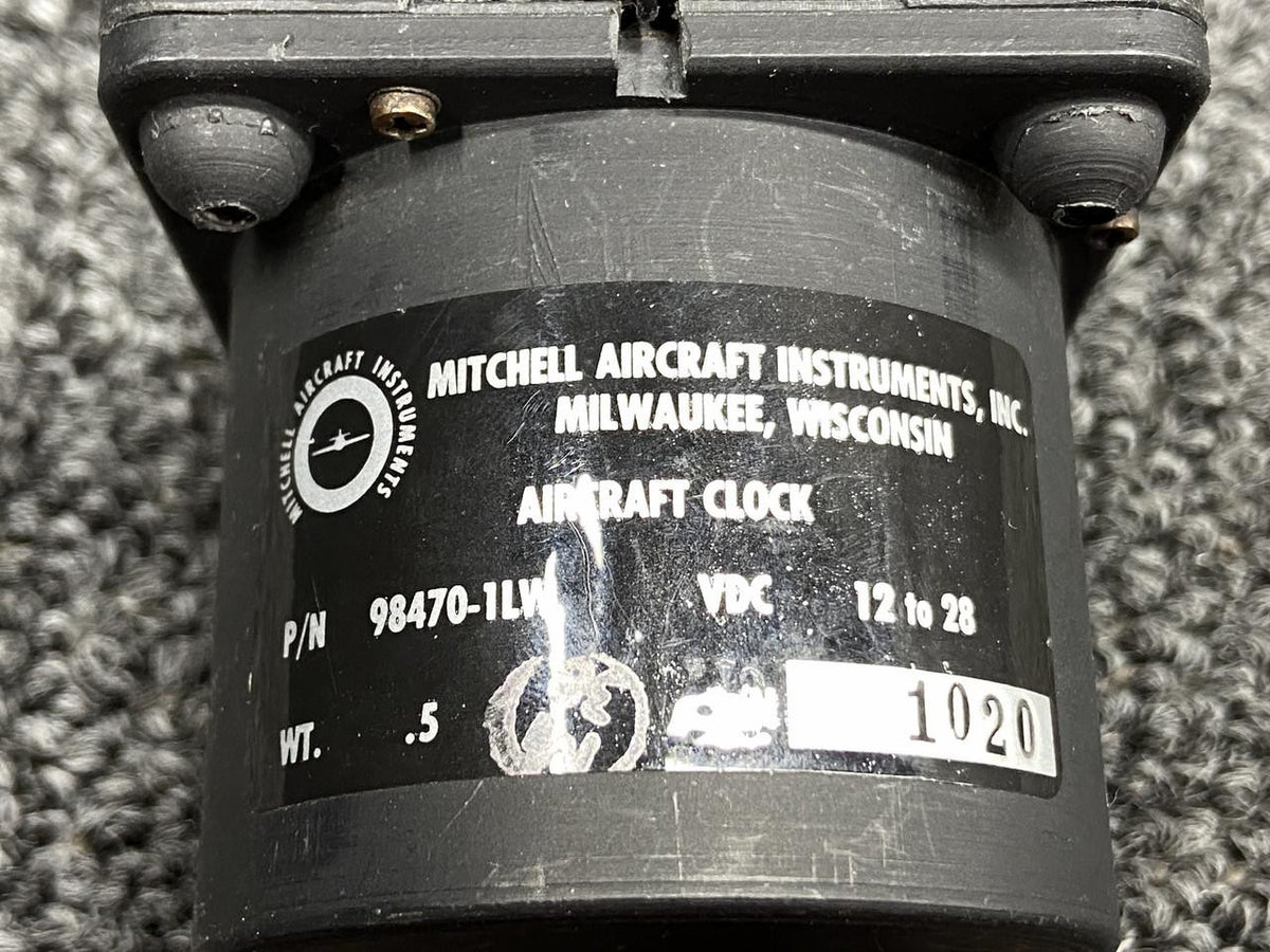 Mitchell 98470-1LW Mitchell Lighted Electric Aircraft Clock Indicator (No Knob, 12-28V)