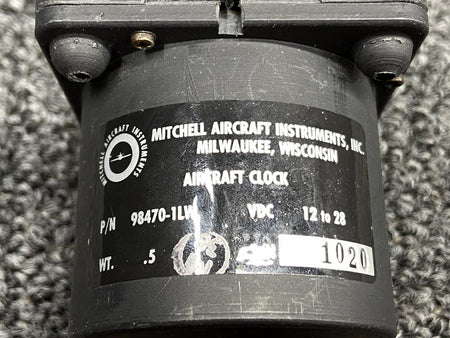 Mitchell 98470-1LW Mitchell Lighted Electric Aircraft Clock Indicator (No Knob, 12-28V)