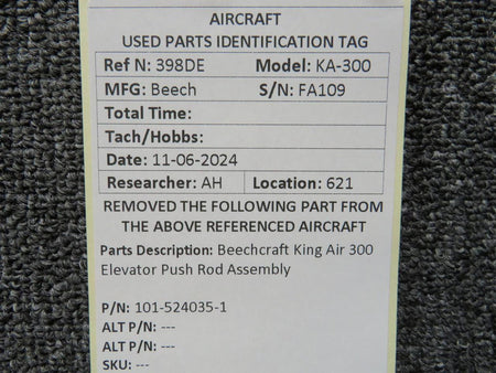 Beechcraft Parts 101-524035-1 Beechcraft King Air 300 Elevator Push Rod Assembly