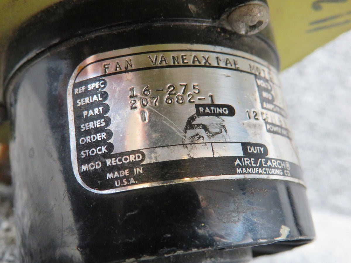Airesearch 3783166, 207682-1 Airesearch Vaneaxial Fan Motor Assembly with Mount