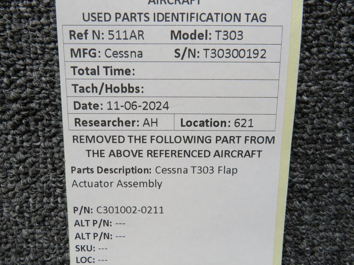 Cessna Aircraft Parts C301002-0211 Cessna T303 Flap Actuator Assy