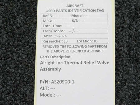 Airight AS20900-1 Alright Inc Thermal Relief Valve Assembly