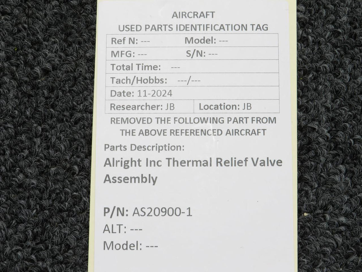 Airight AS20900-1 Alright Inc Thermal Relief Valve Assembly