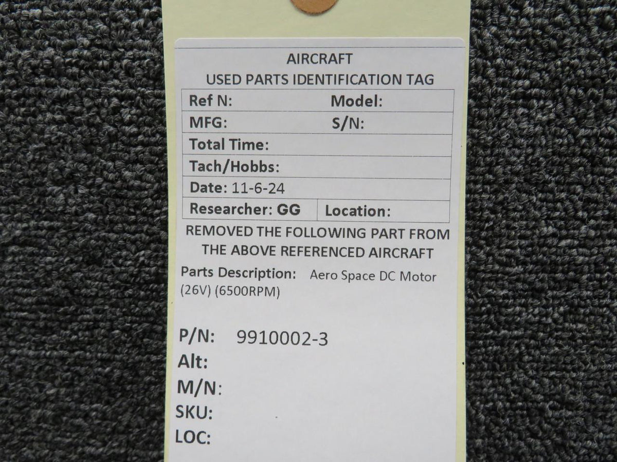 Aerospace 9910002-3 Aero Space DC Motor (6500RPM) (26V)