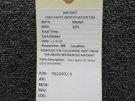 Aerospace 9910002-3 Aero Space DC Motor (6500RPM) (26V)