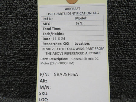 General Electric 5BA25HJ6A General Electric DC Motor (9000RPM) (24V)