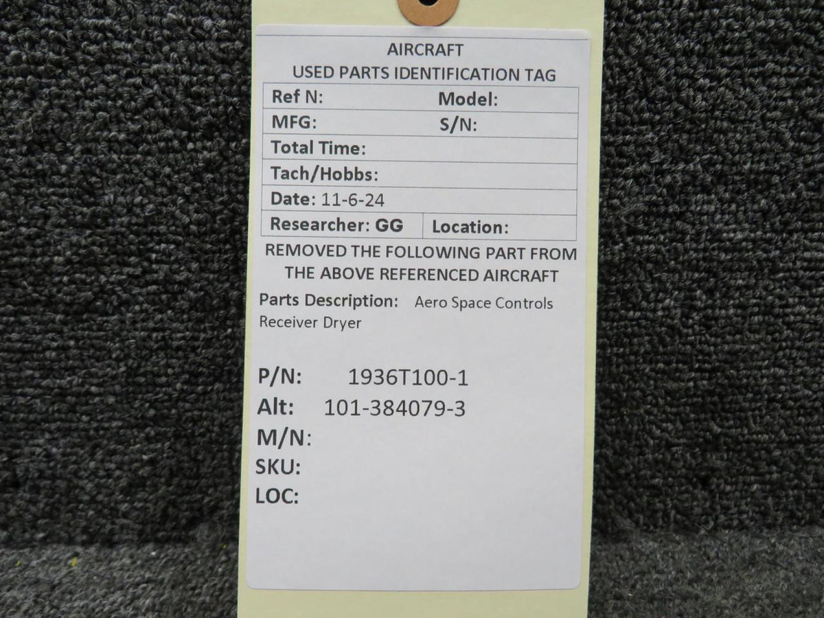 Aerospace 1936T100-1 (Alt: 101-384079-3) Aero Space Controls Receiver Dryer
