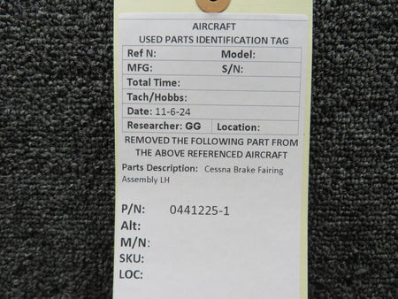 Cessna Aircraft Parts 0441225-1 Cessna Brake Fairing Assembly LH