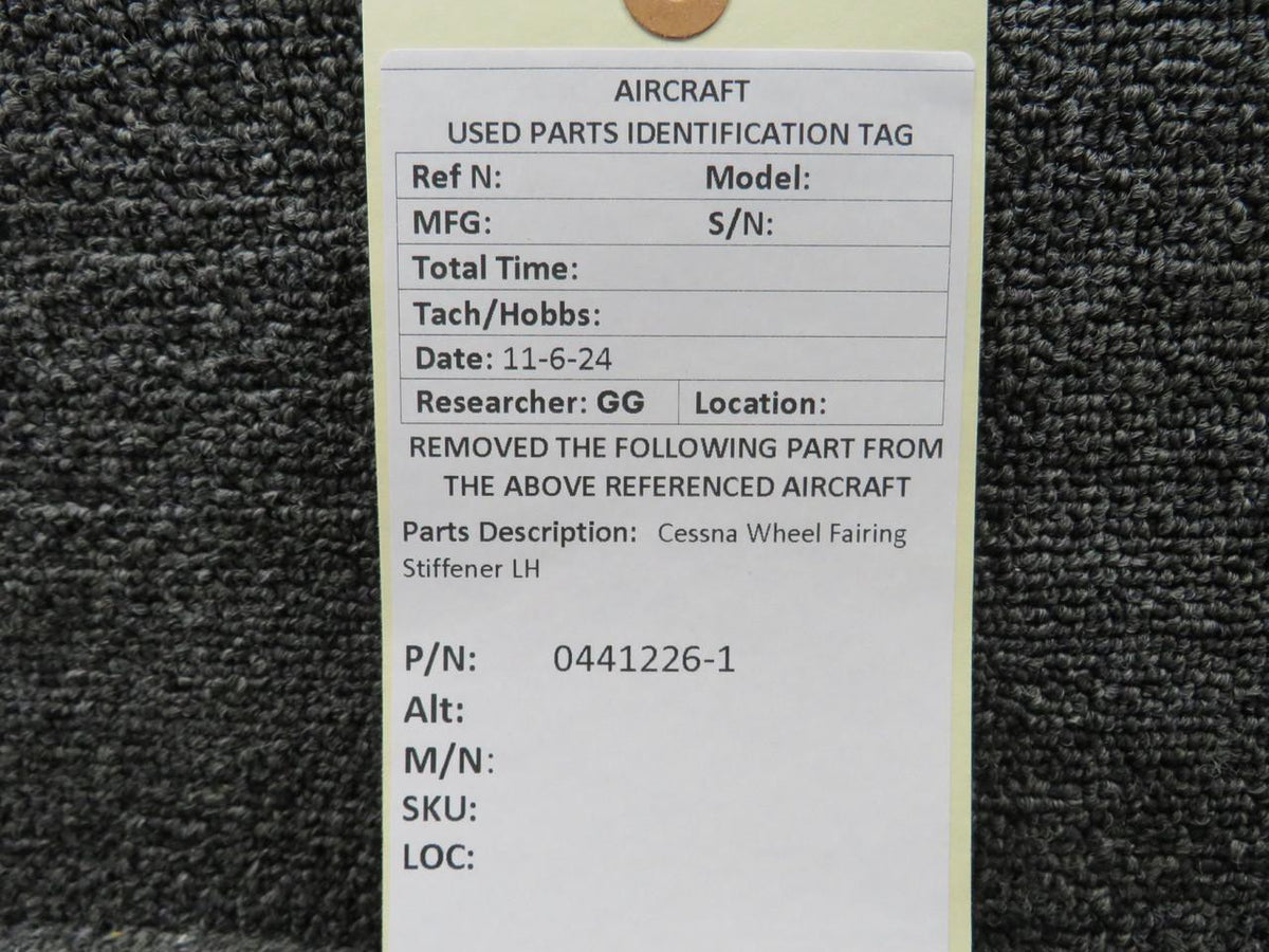 Cessna Aircraft Parts 0441226-1 Cessna Wheel Fairing Stiffener LH