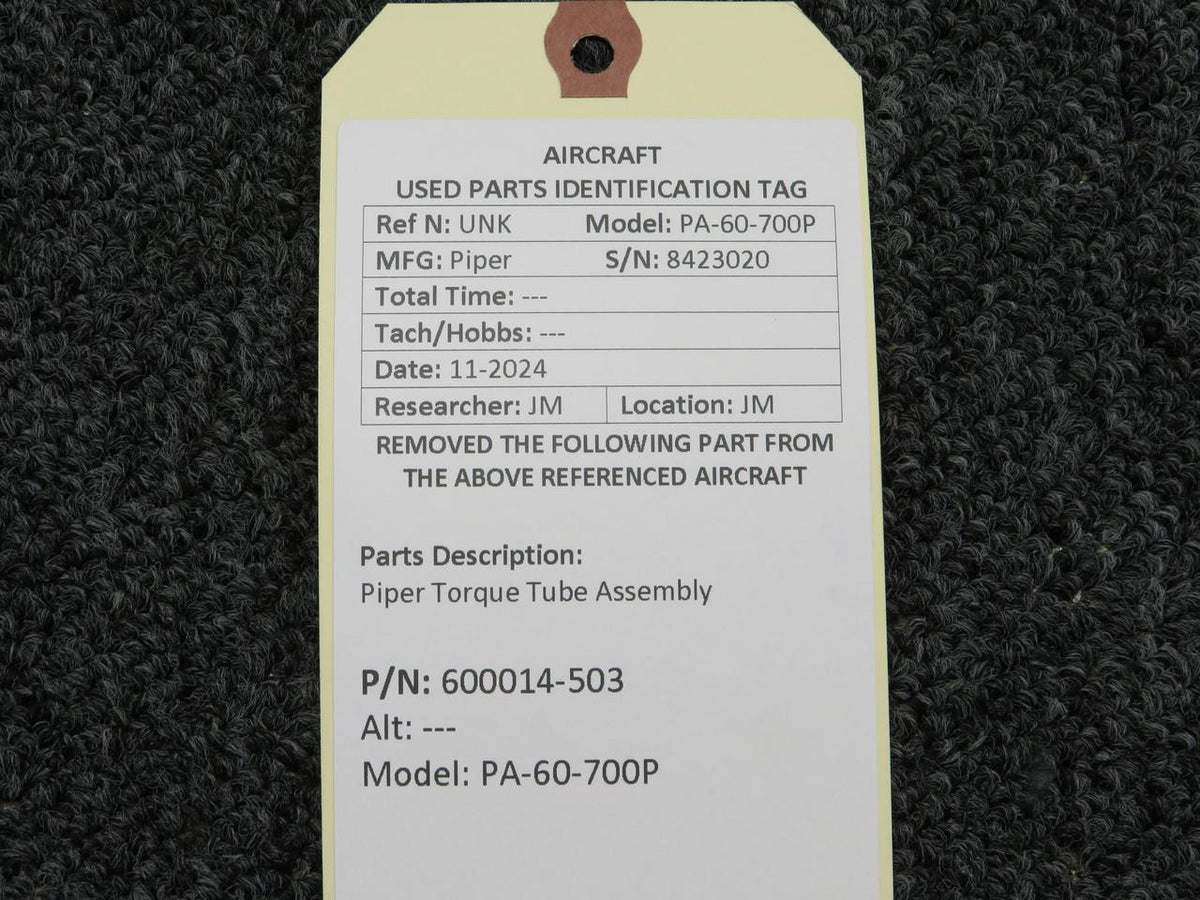 Piper Aircraft Parts 600014-503 Piper PA-60-700P Torque Tube Assembly