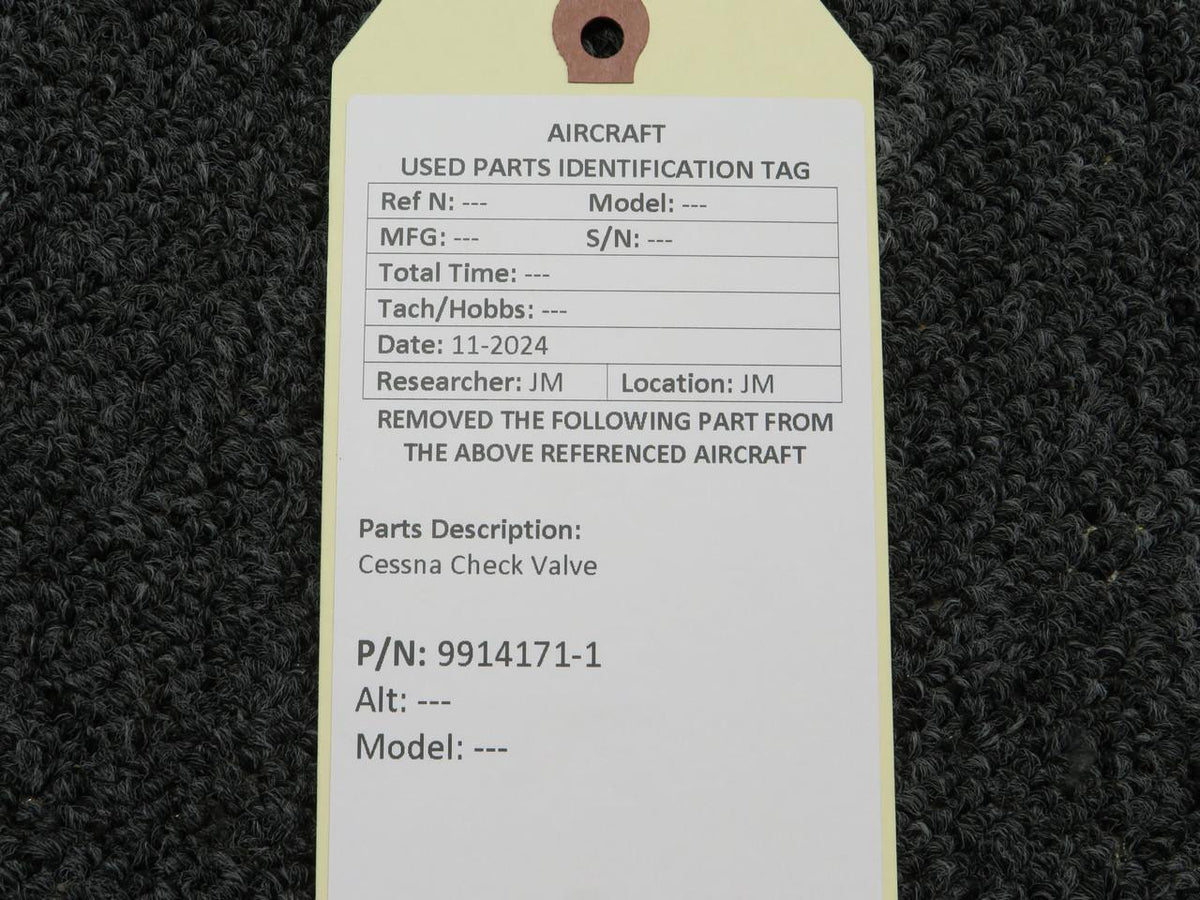 Cessna Aircraft Parts 9914171-1 Cessna Check Valve