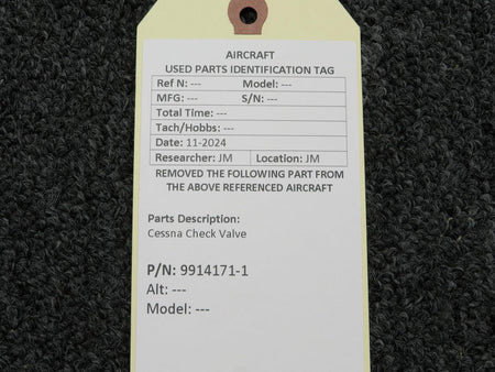 Cessna Aircraft Parts 9914171-1 Cessna Check Valve