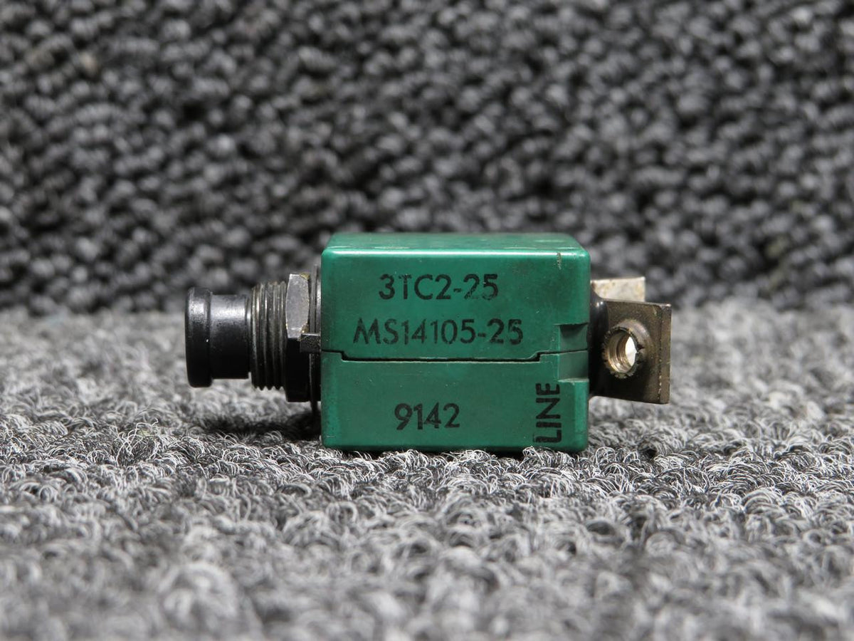 Klixon 3TC2-25 (Alt: MS14105-25) Klixon Push Circuit Breaker (25A)