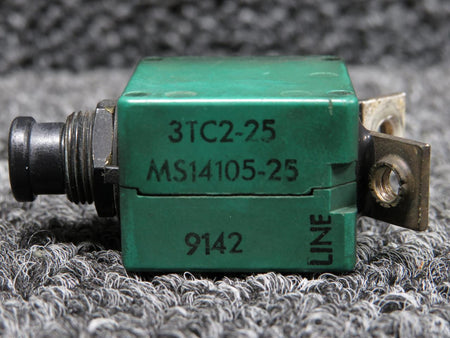 Klixon 3TC2-25 (Alt: MS14105-25) Klixon Push Circuit Breaker (25A)