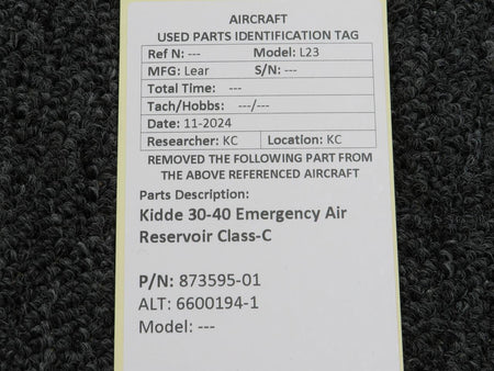 Kidde 873595-01 (Alt: 6600194-1) Kidde 30-40 Emergency Air Reservoir Class-C