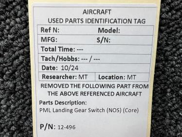 PML 12-496 PML Landing Gear Switch (NOS) (Core)