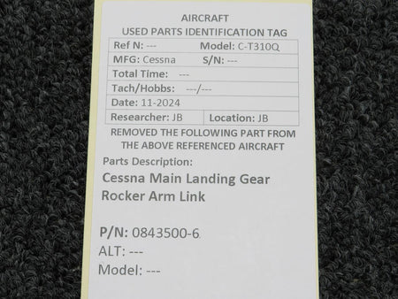 Cessna Aircraft Parts 0843500-6 Cessna Main Landing Gear Rocker Arm Link