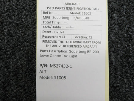 Soderberg MS27432-1 Soderberg BE-200 Lower Center Taxi Light