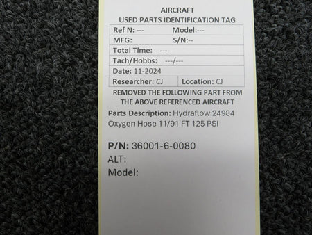 Hydraflow 36001-6-0080 Hydraflow 24984 Oxygen Hose 11/91 FT 125 PSI