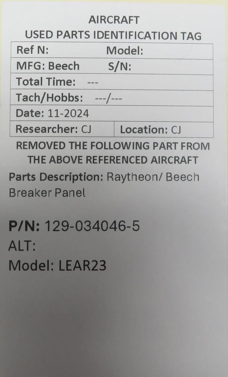Raytheon 129-034046-5 Raytheon/ Beech Breaker Panel Assy