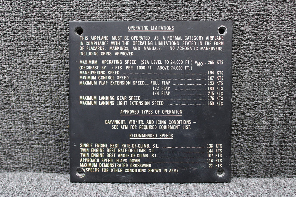 27-19038-11 Swearingen SA226-T(B) Electroluminescent Placard