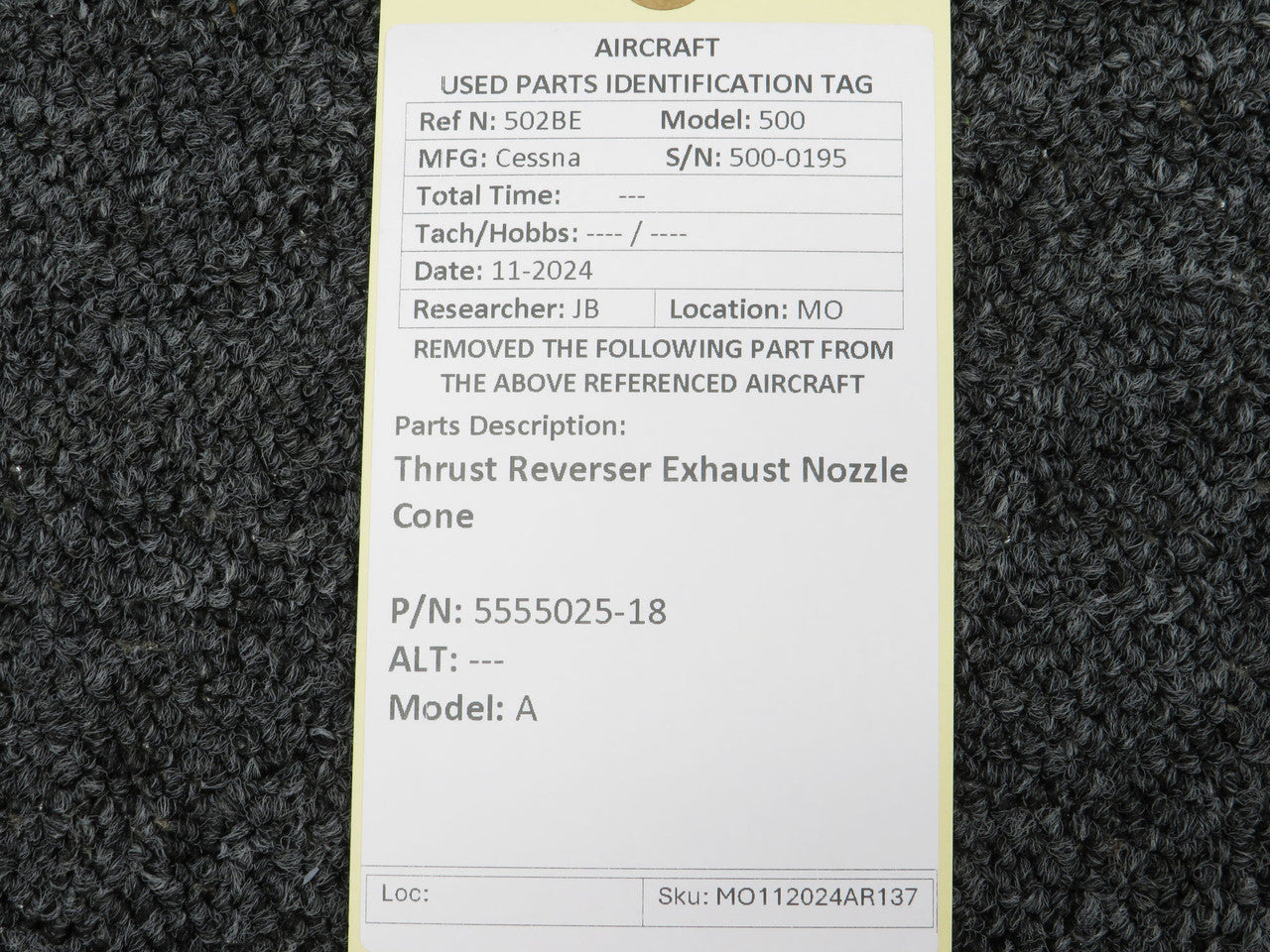 nn ページ 5555025-18 Cessna C-500 A Thrust Reverser Exhaust Nozzle Cone