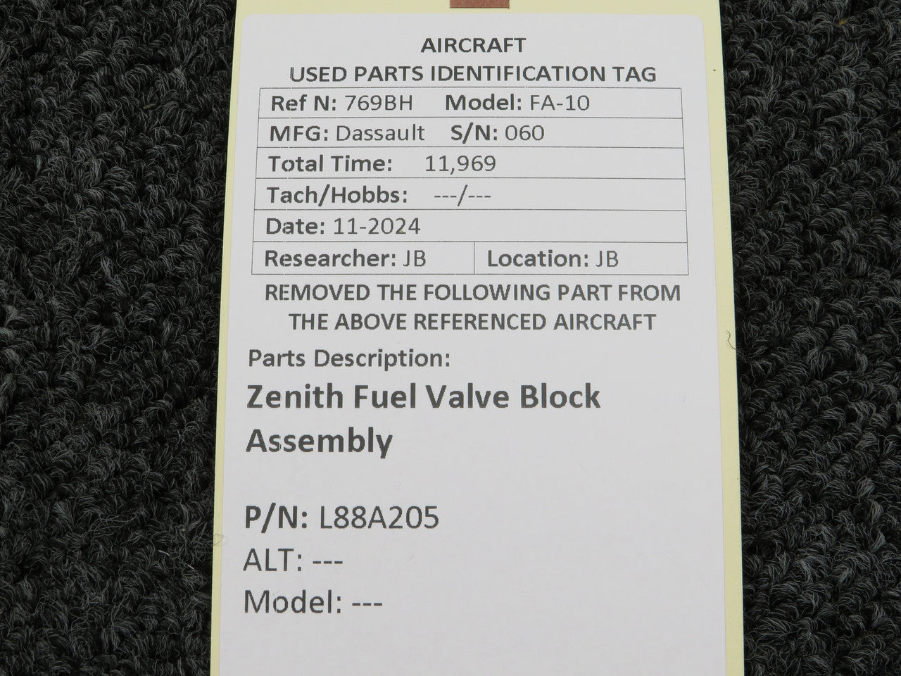 L88A205 Zenith Fuel Valve Block Assembly – BAS Part Sales