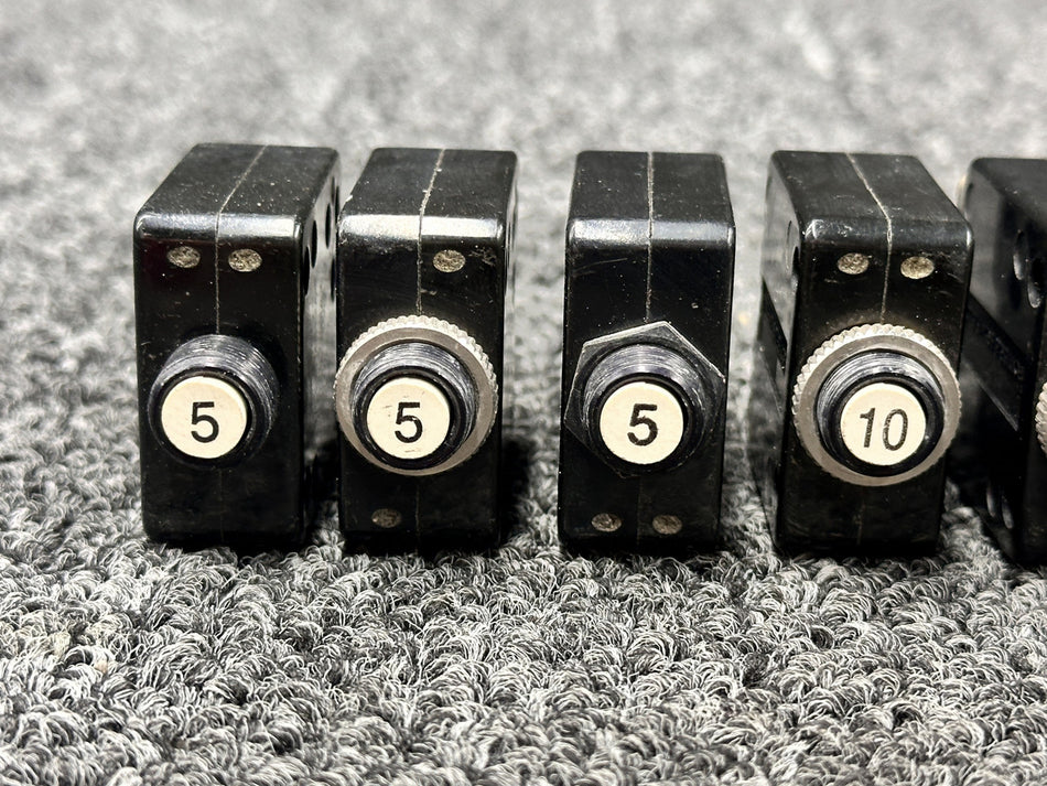 W58-XC4C12A-5, W58-XC4C12A-10 Potter & Brumfield Circuit Breakers (Set of 8)