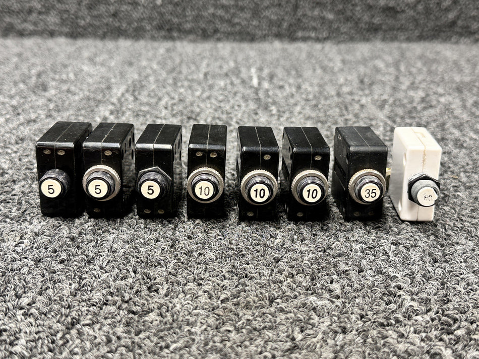 W58-XC4C12A-5, W58-XC4C12A-10 Potter & Brumfield Circuit Breakers (Set of 8)