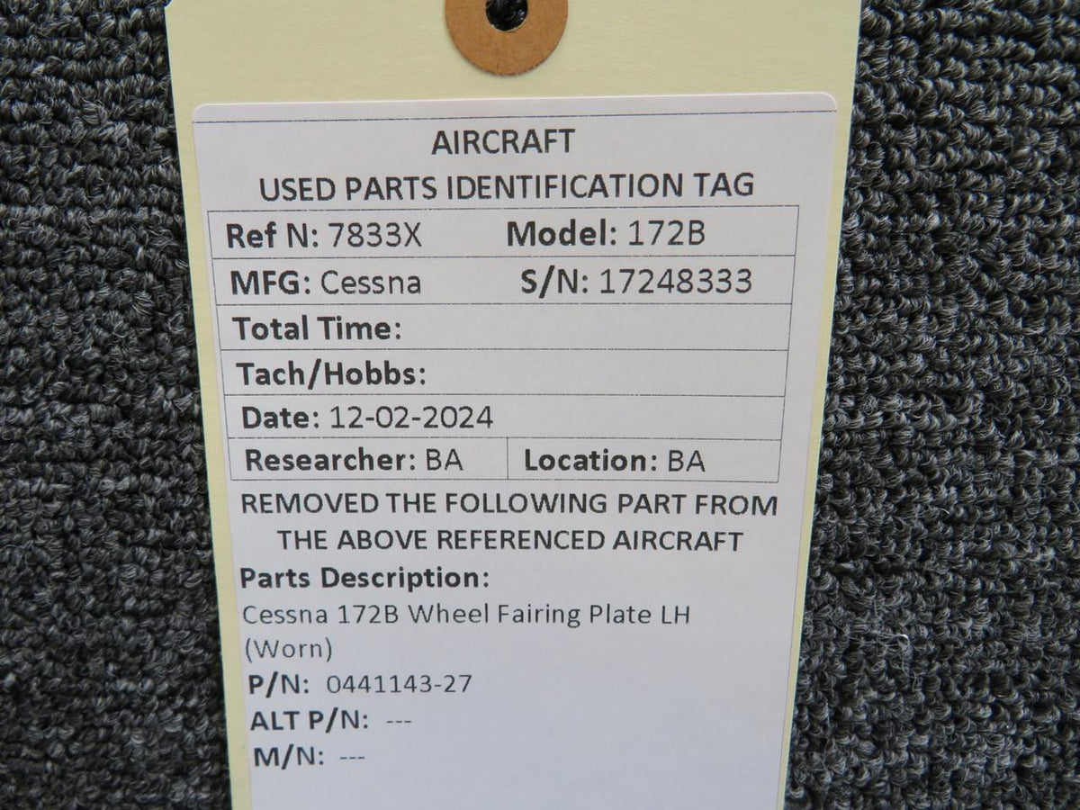 Cessna Aircraft Co 0441143-27 Cessna 172B Wheel Fairing Plate LH (Worn)