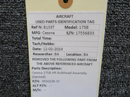 Cessna Aircraft Co 0550228-37 Cessna 175B Aft Bulkhead Assembly (Dented)