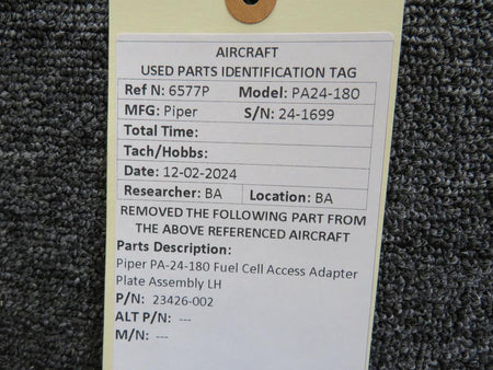 Piper Aircraft 23426-002 Piper PA24-180 Fuel Cell Access Adapter Plate Assembly LH