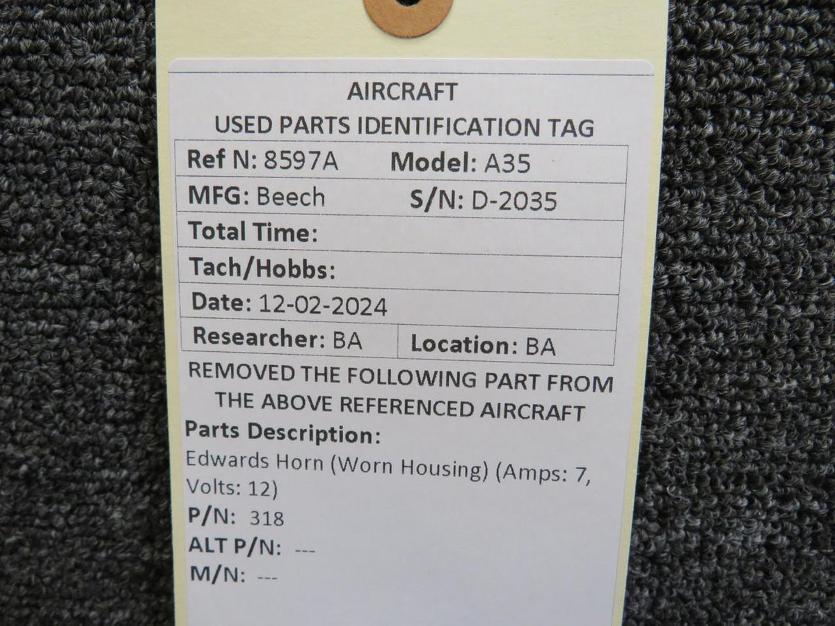 Edwards 318 Edwards Horn (Worn Housing) (Amps: 7, Volts: 12)