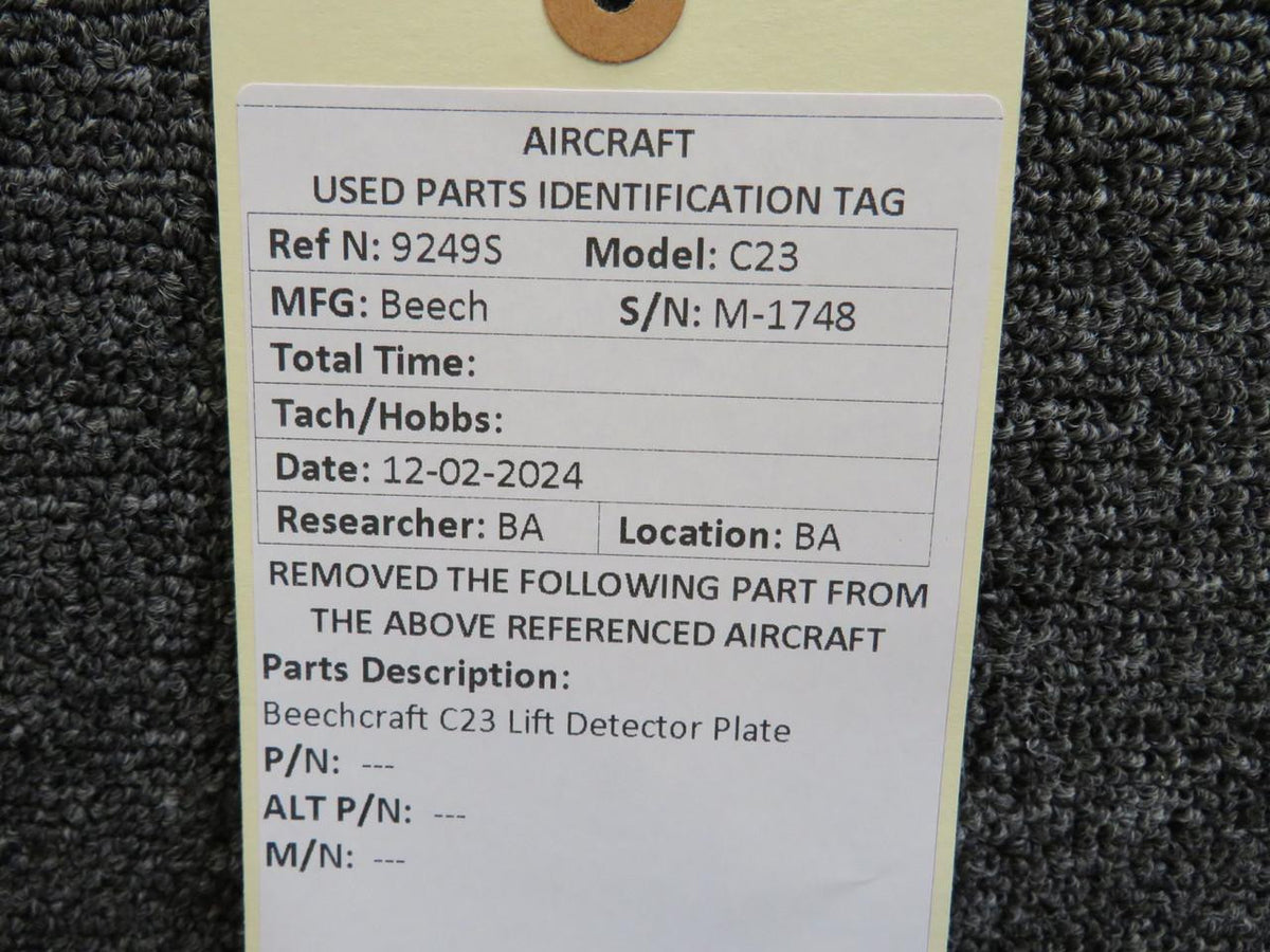 Beechcraft Parts Beechcraft C23 Lift Detector Plate