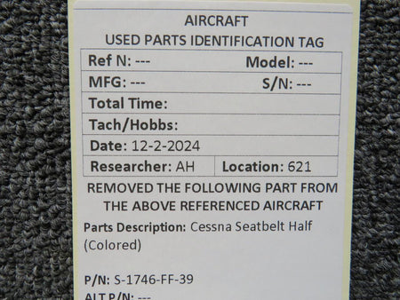 Cessna Aircraft Parts S-1746-FF-39 Cessna Seatbelt Half (Colored)
