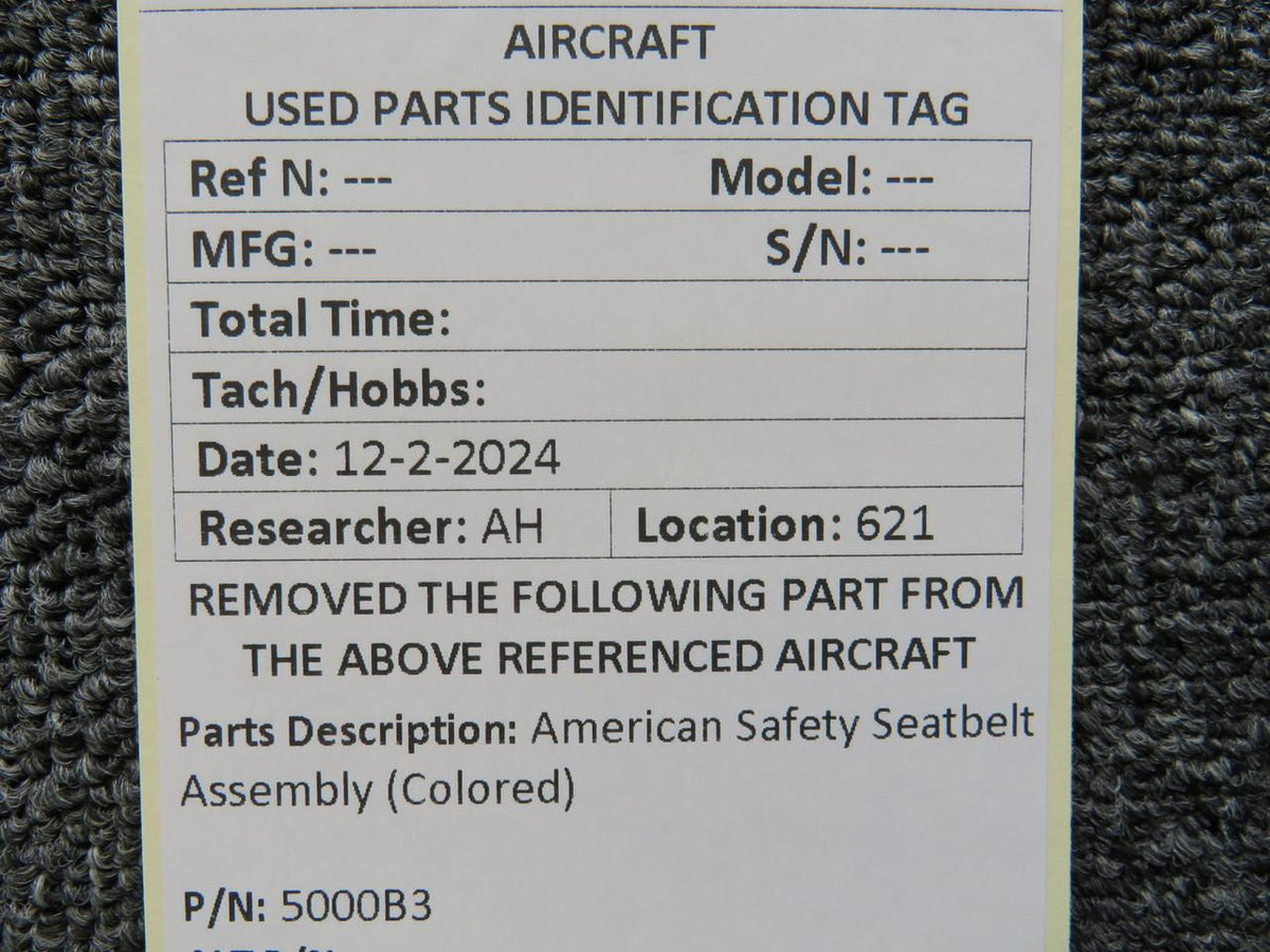 American Safety Corp. 5000B3 American Safety Seatbelt Assembly (Colored)